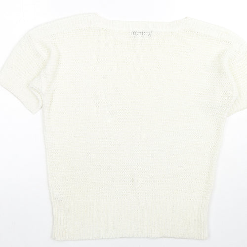 Wallis Womens White Boat Neck Acrylic Pullover Jumper Size S