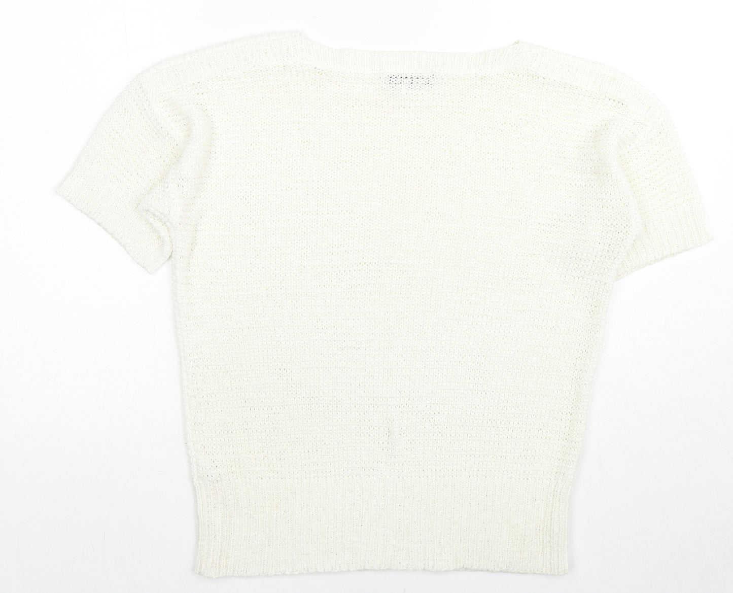 Wallis Womens White Boat Neck Acrylic Pullover Jumper Size S