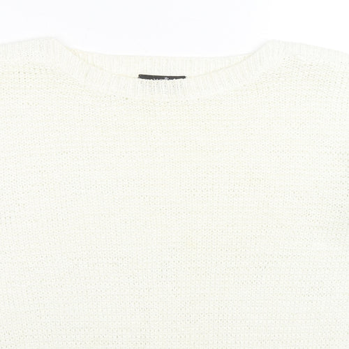 Wallis Womens White Boat Neck Acrylic Pullover Jumper Size S