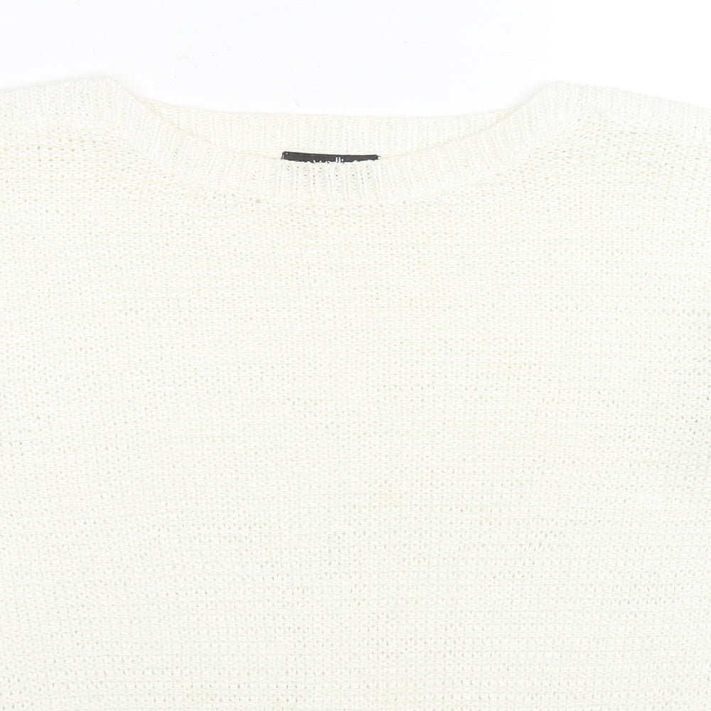Wallis Womens White Boat Neck Acrylic Pullover Jumper Size S