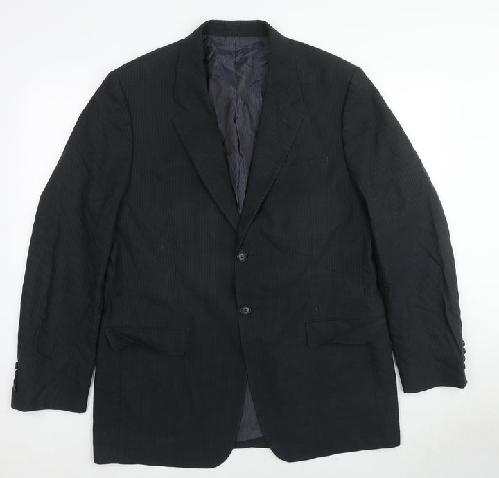 Sand Mens Black Striped Cotton Jacket Suit Jacket Size 44 Regular