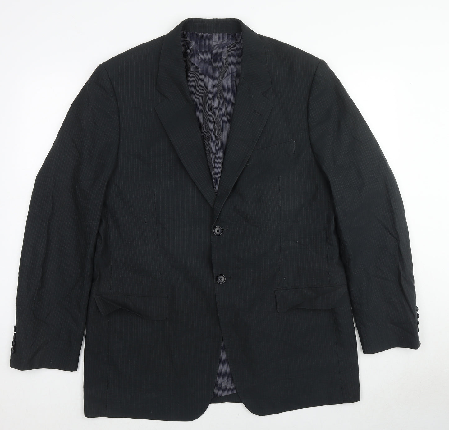 Sand Mens Black Striped Cotton Jacket Suit Jacket Size 44 Regular