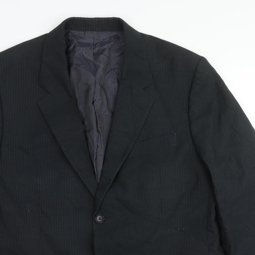 Sand Mens Black Striped Cotton Jacket Suit Jacket Size 44 Regular