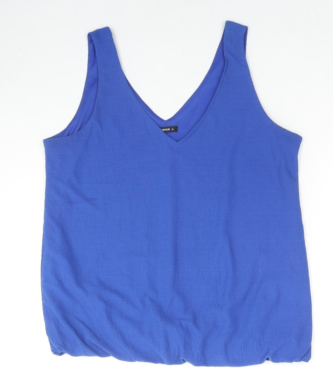 Roman Womens Blue Polyester Camisole Tank Size 10 V-Neck