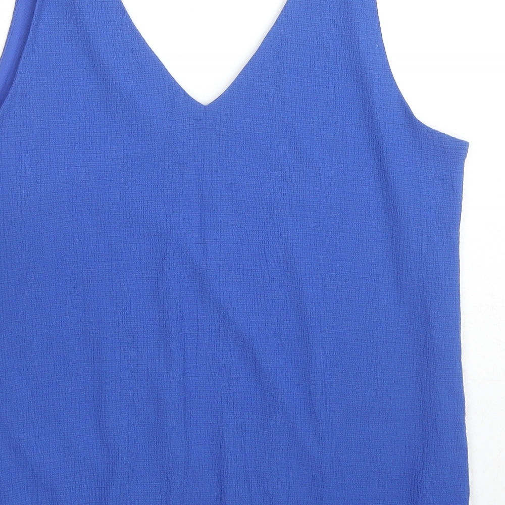 Roman Womens Blue Polyester Camisole Tank Size 10 V-Neck