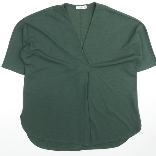 Gallery Womens Green Polyester Basic Blouse Size M V-Neck