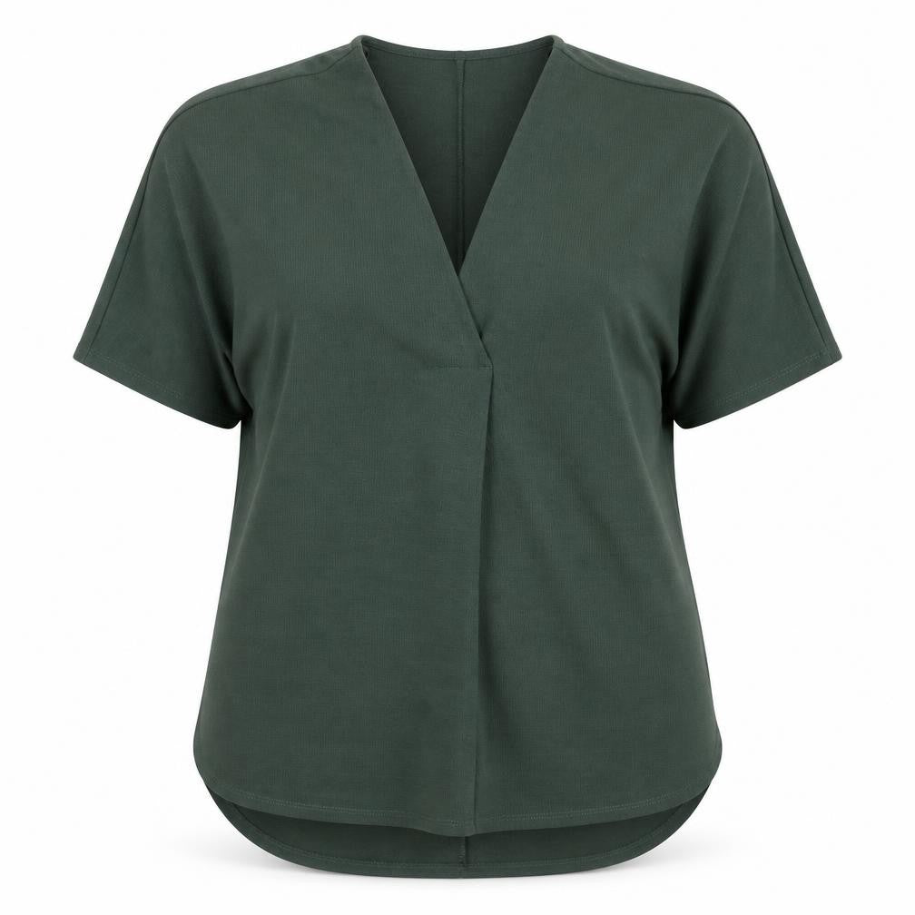 Gallery Womens Green Polyester Basic Blouse Size M V-Neck