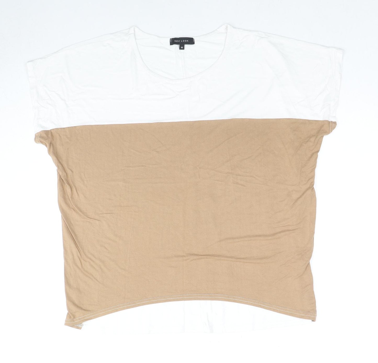 New Look Womens Multicoloured Viscose Basic T-Shirt Size 10 Round Neck