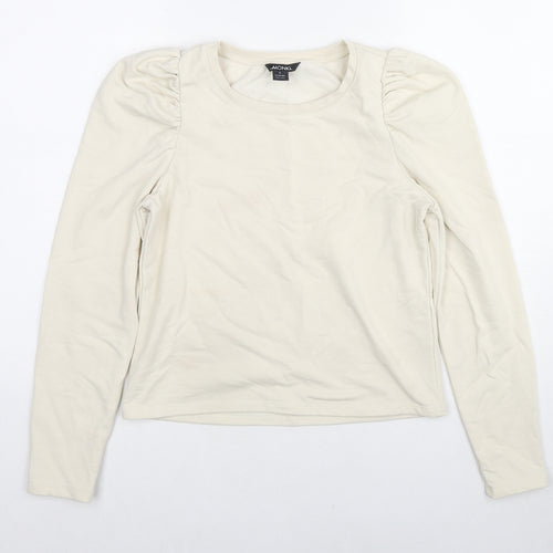 Monki Womens Beige Cotton Pullover Sweatshirt Size S Pullover