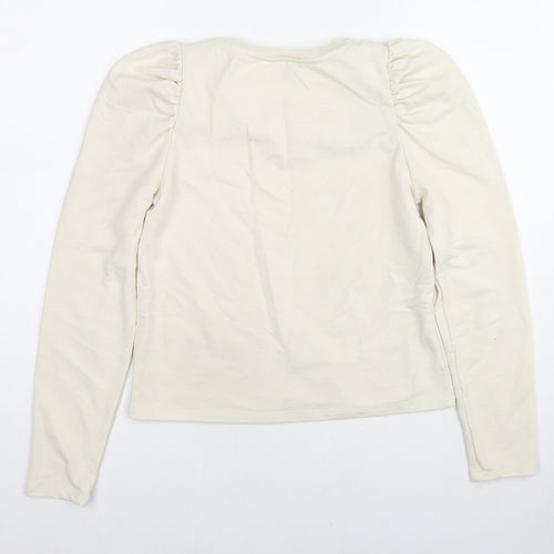 Monki Womens Beige Cotton Pullover Sweatshirt Size S Pullover