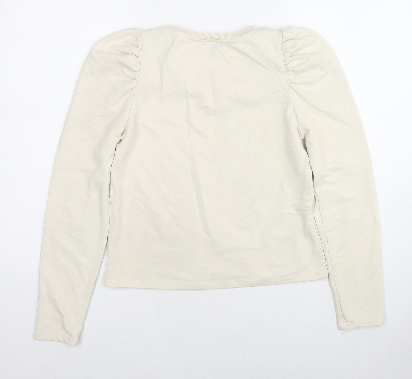 Monki Womens Beige Cotton Pullover Sweatshirt Size S Pullover