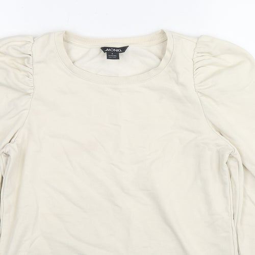 Monki Womens Beige Cotton Pullover Sweatshirt Size S Pullover