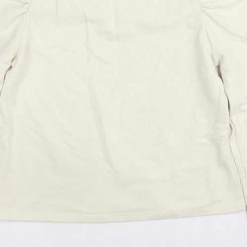 Monki Womens Beige Cotton Pullover Sweatshirt Size S Pullover