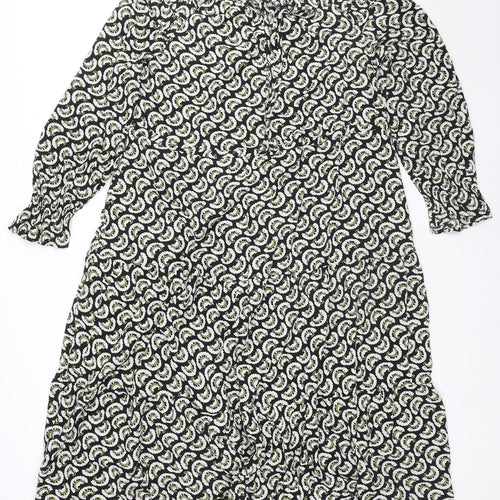 Marks and Spencer Womens Multicoloured Geometric Viscose Shift Size 12 Mock Neck Tie