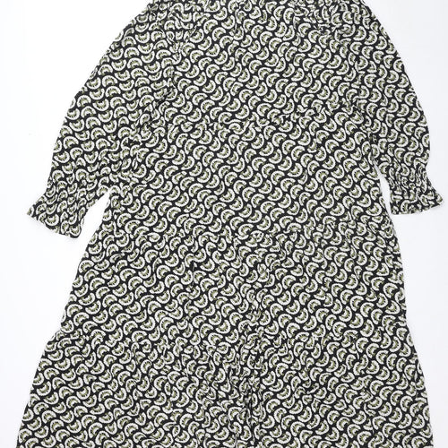Marks and Spencer Womens Multicoloured Geometric Viscose Shift Size 12 Mock Neck Tie