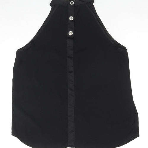River Island Womens Black Polyester Basic Tank Size 8 Round Neck