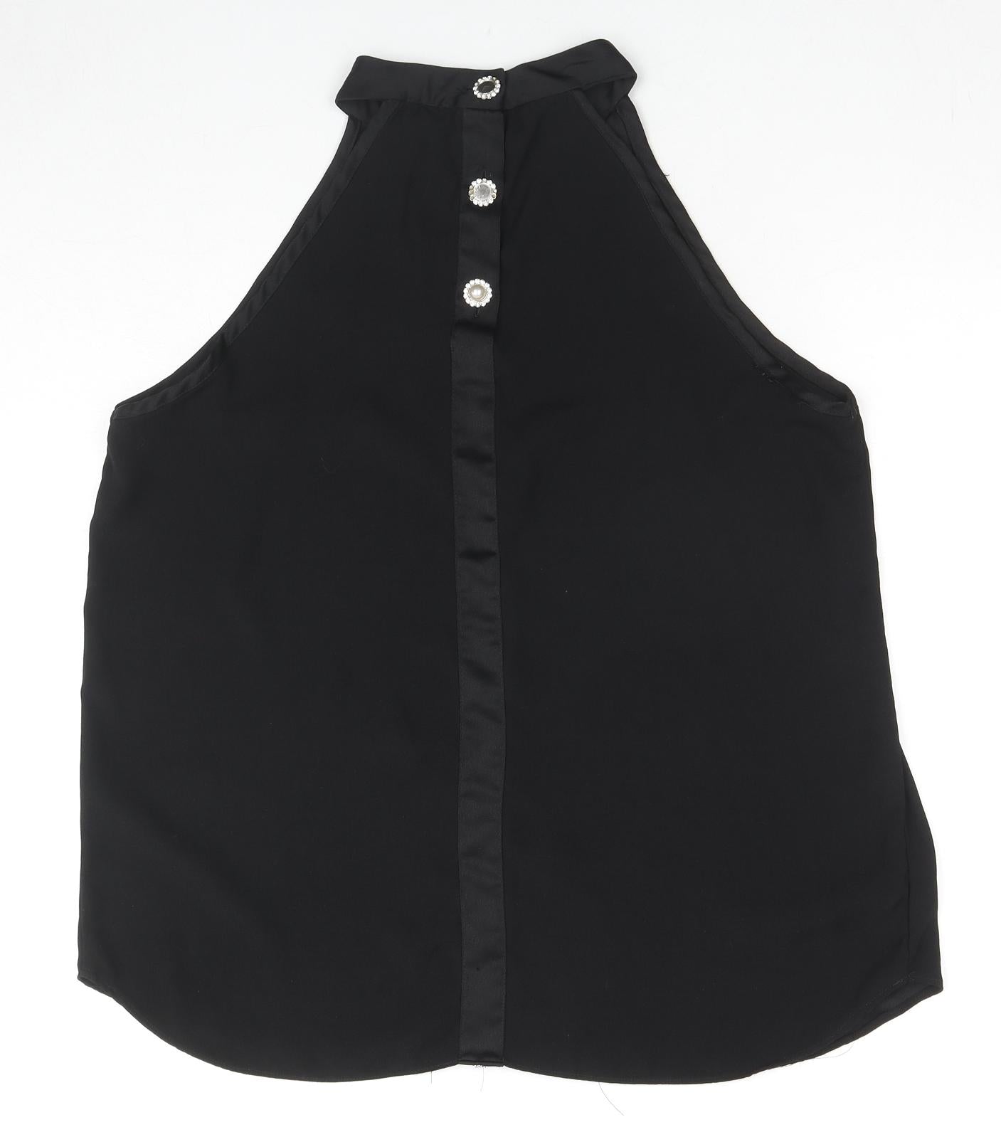 River Island Womens Black Polyester Basic Tank Size 8 Round Neck