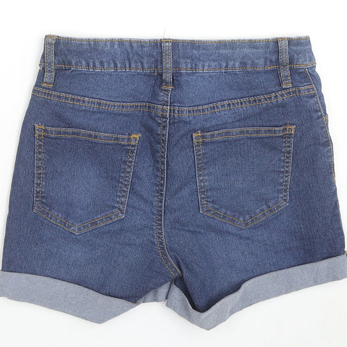 Denim & Co. Womens Blue Cotton Hot Pants Shorts Size 8 L3 in Regular Zip