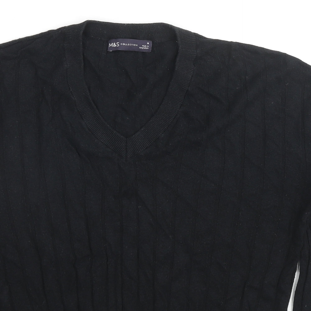 Marks and Spencer Womens Black V-Neck Viscose Pullover Jumper Size M