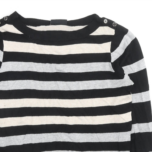 Wallis Womens Black Boat Neck Striped Viscose Pullover Jumper Size 14
