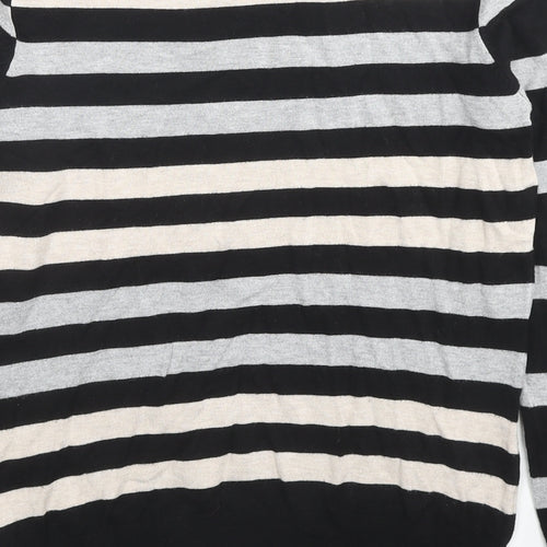 Wallis Womens Black Boat Neck Striped Viscose Pullover Jumper Size 14