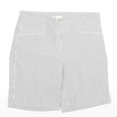 Lila Rose Womens White Pinstripe Viscose Basic Shorts Size 14 L10 in Regular Zip