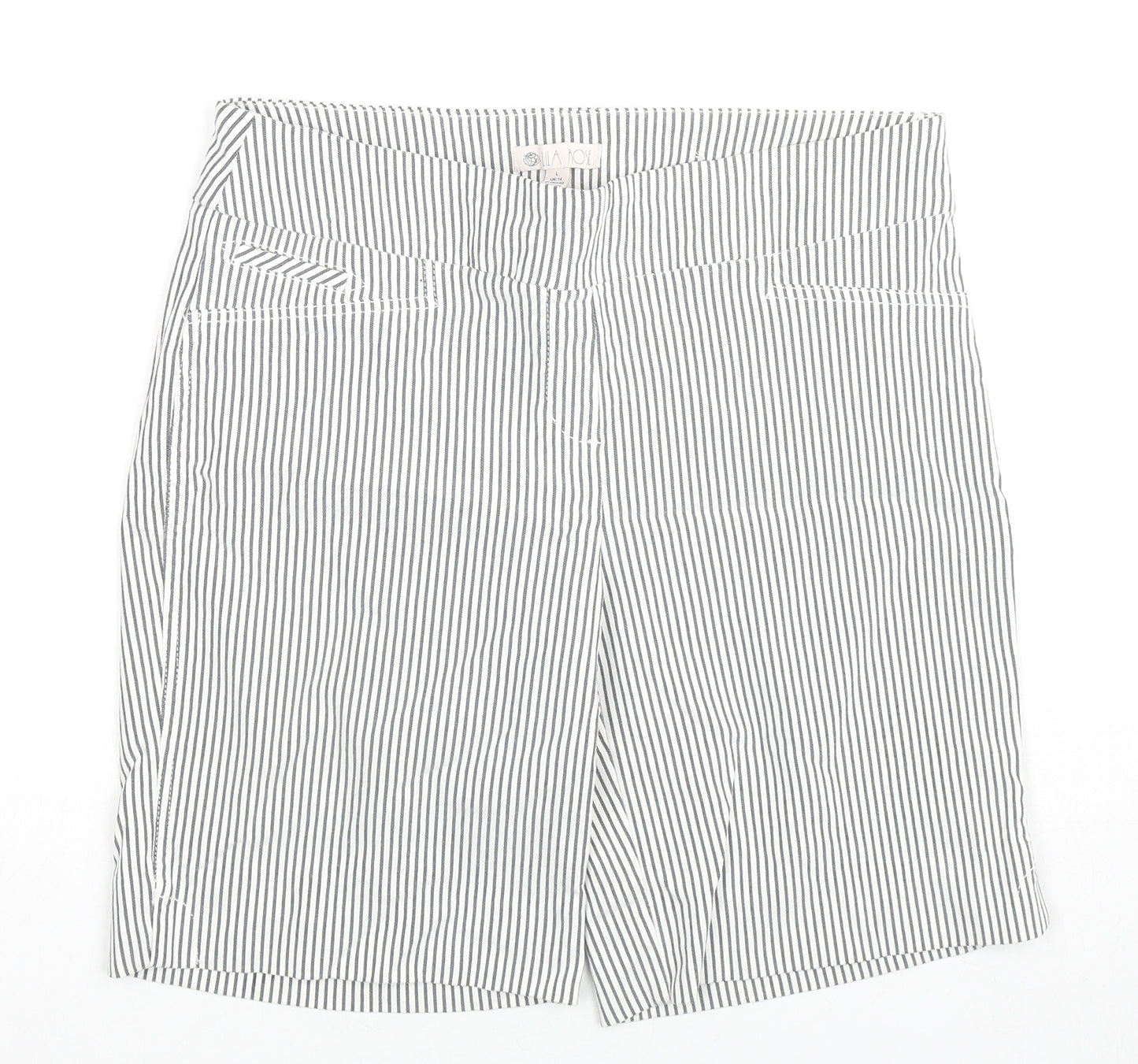 Lila Rose Womens White Pinstripe Viscose Basic Shorts Size 14 L10 in Regular Zip
