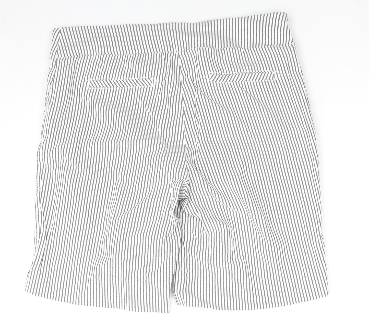 Lila Rose Womens White Pinstripe Viscose Basic Shorts Size 14 L10 in Regular Zip