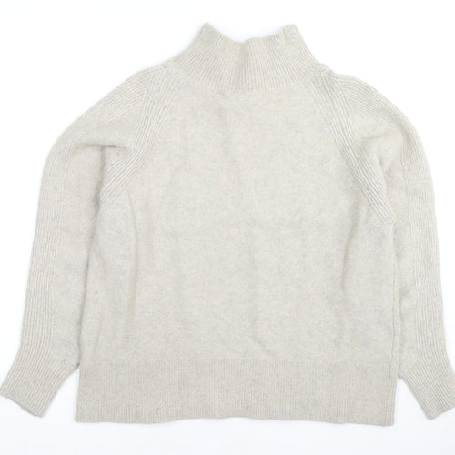 COS Womens Beige Mock Neck Wool Pullover Jumper Size M
