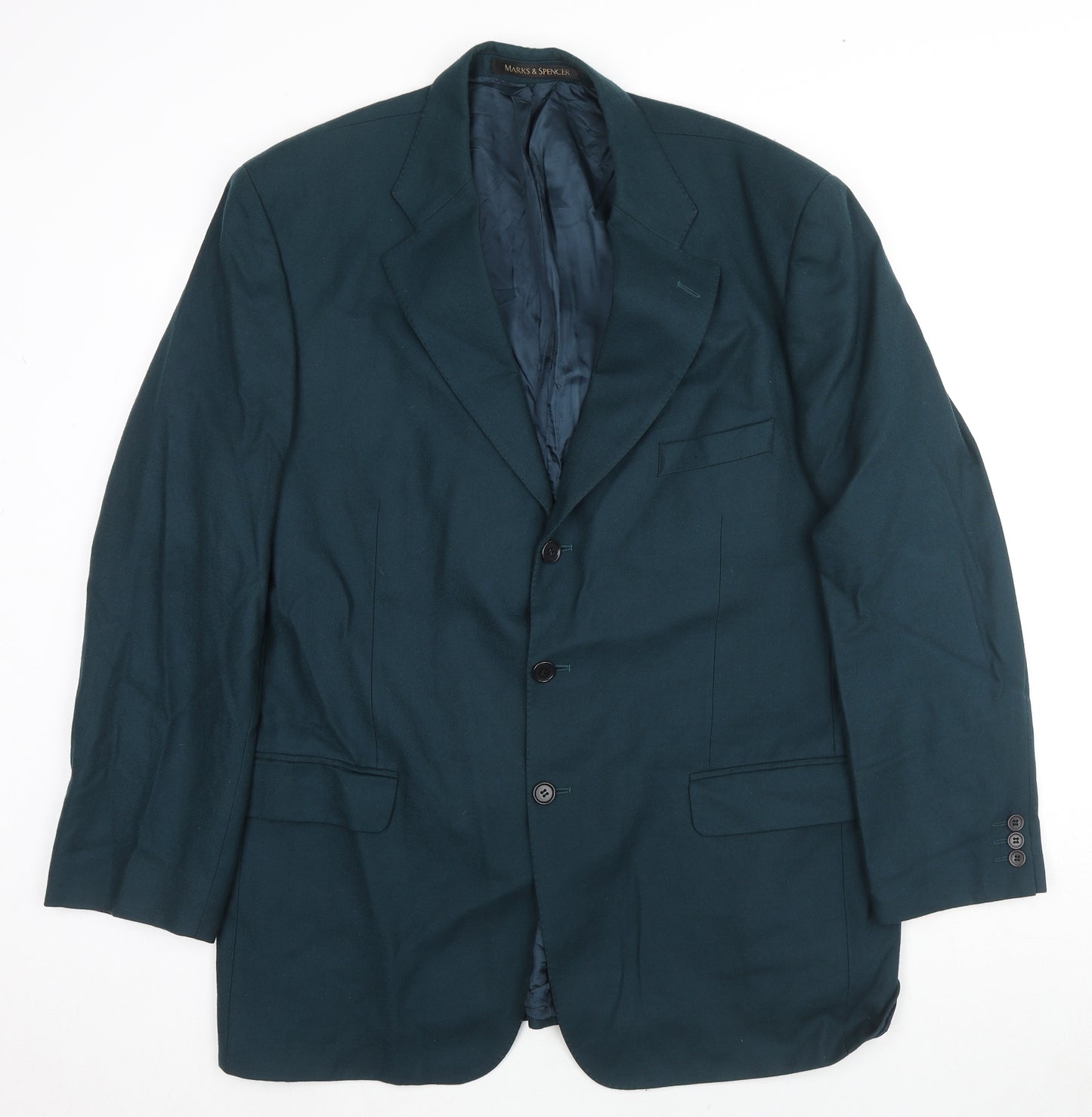 St Michael Mens Blue Wool Jacket Suit Jacket Size 44 Regular