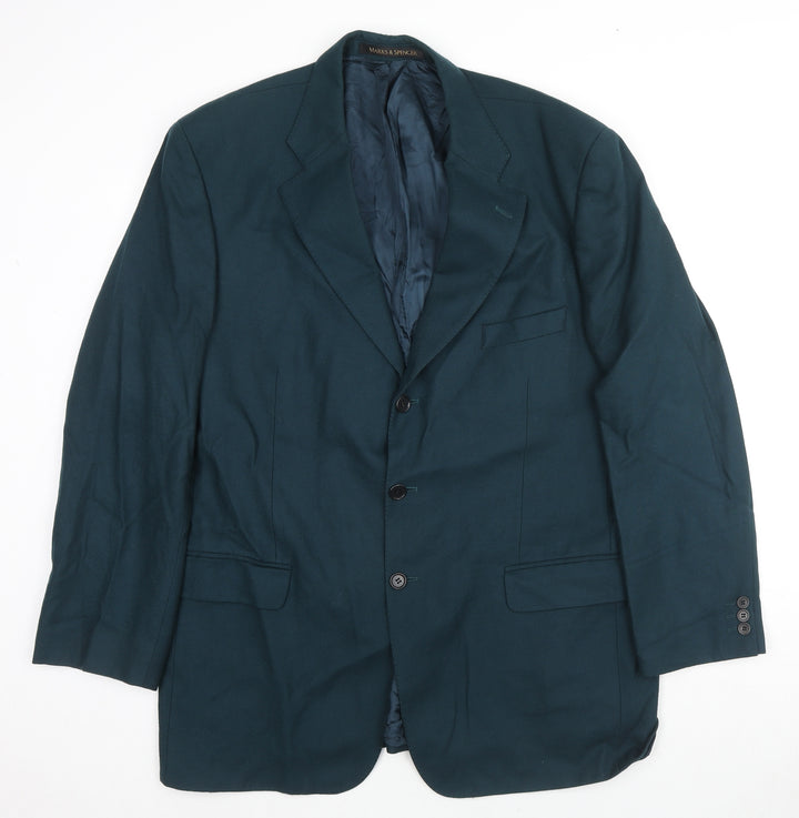 St Michael Mens Blue Wool Jacket Suit Jacket Size 44 Regular