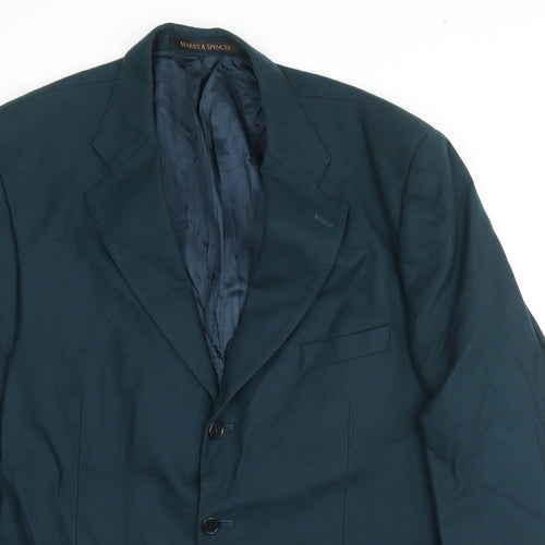 St Michael Mens Blue Wool Jacket Suit Jacket Size 44 Regular