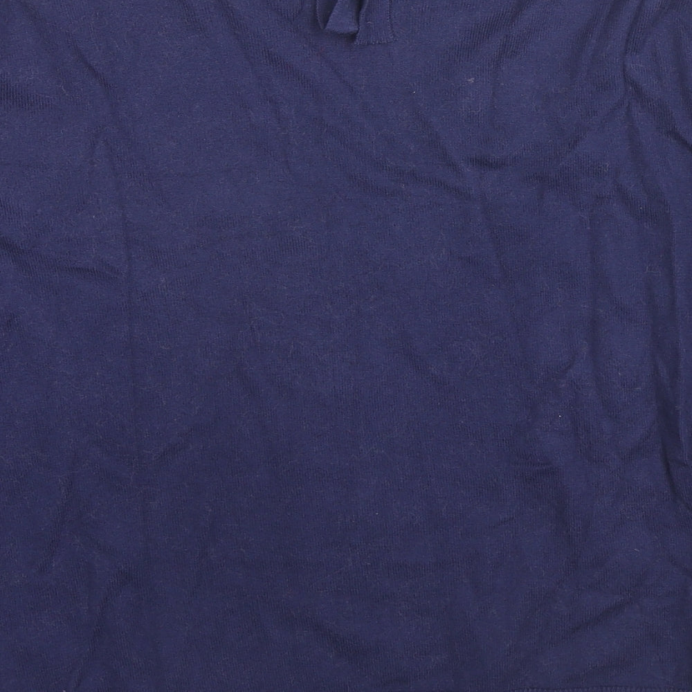 Oasis Womens Blue Round Neck Cotton Pullover Jumper Size M - Flower detail