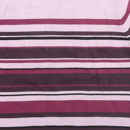 essence Womens Purple Mock Neck Striped Acrylic Pullover Jumper Size 18 - Size 18-20