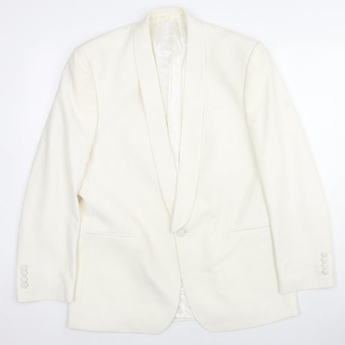 Moss Bros Mens White Polyester Tuxedo Suit Jacket Size 40 Regular