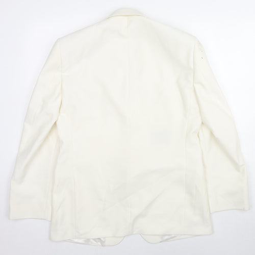 Moss Bros Mens White Polyester Tuxedo Suit Jacket Size 40 Regular