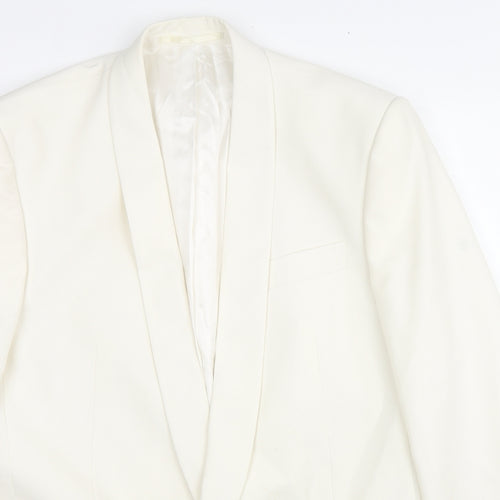 Moss Bros Mens White Polyester Tuxedo Suit Jacket Size 40 Regular