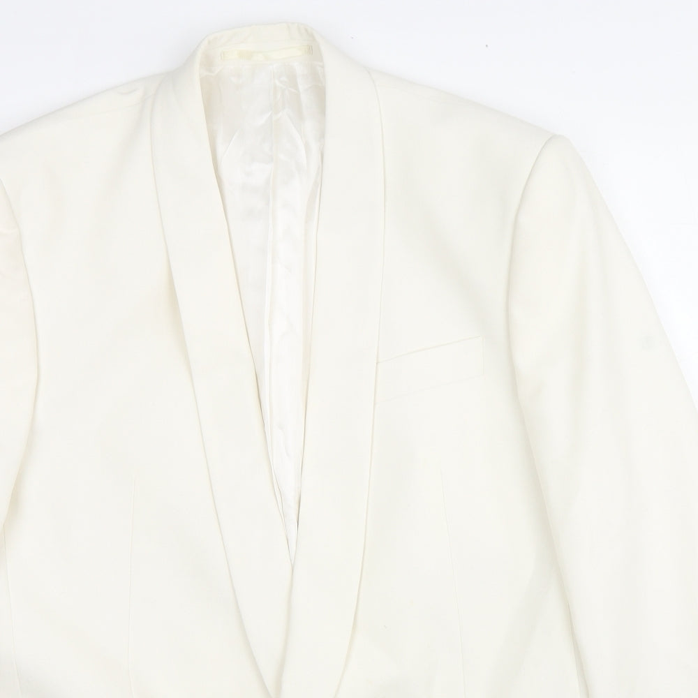 Moss Bros Mens White Polyester Tuxedo Suit Jacket Size 40 Regular
