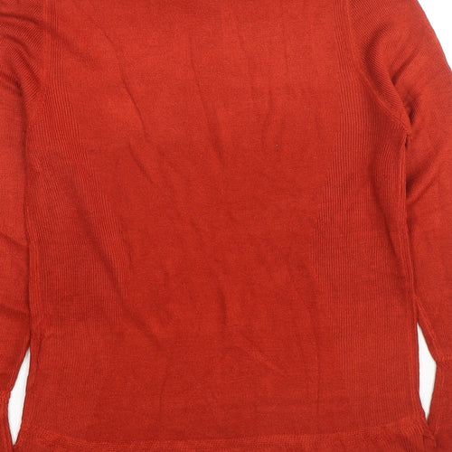 H&M Womens Red Mock Neck Acrylic Pullover Jumper Size XL