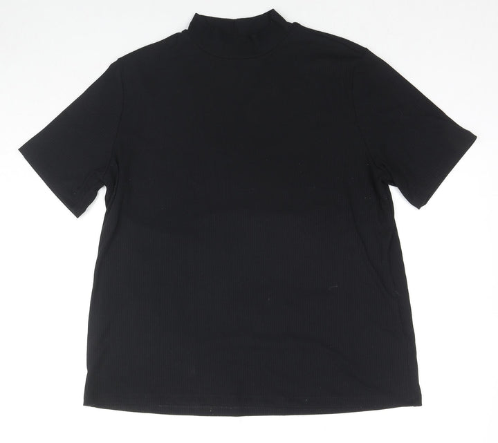 H&M Womens Black Polyester Tunic Blouse Size XL Mock Neck