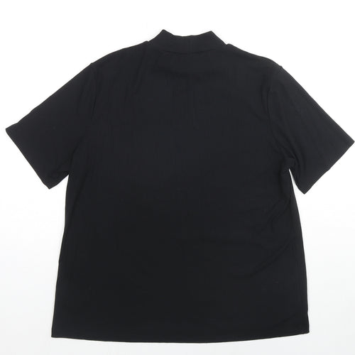 H&M Womens Black Polyester Tunic Blouse Size XL Mock Neck