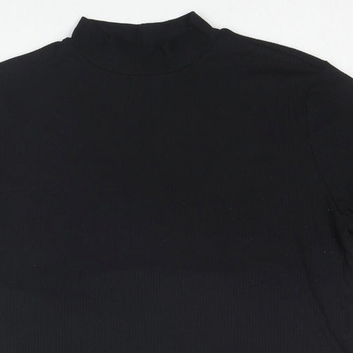 H&M Womens Black Polyester Tunic Blouse Size XL Mock Neck