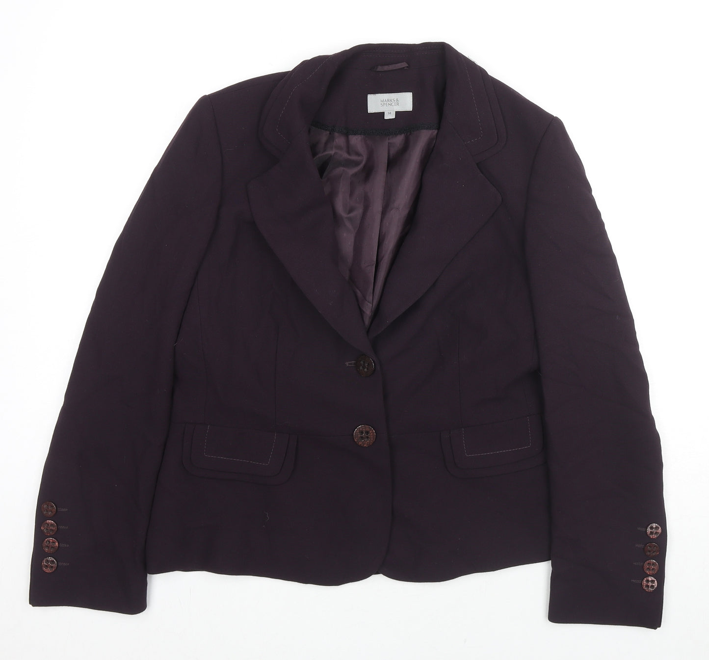Marks and Spencer Womens Purple Jacket Blazer Size 14 Button
