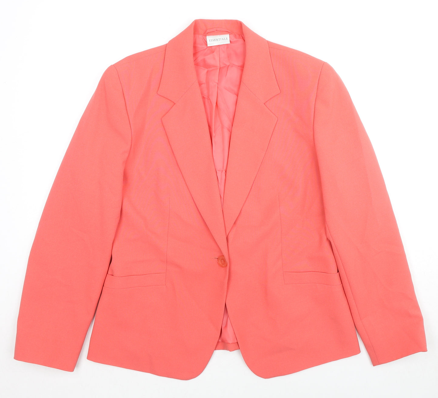 Essential Womens Pink Jacket Blazer Size 14 Button