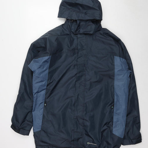 Outdoor Scene Mens Blue Rain Coat Coat Size XL Zip