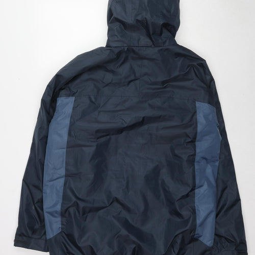 Outdoor Scene Mens Blue Rain Coat Coat Size XL Zip