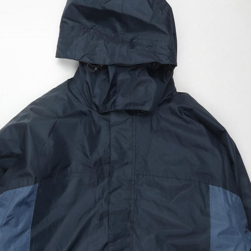 Outdoor Scene Mens Blue Rain Coat Coat Size XL Zip