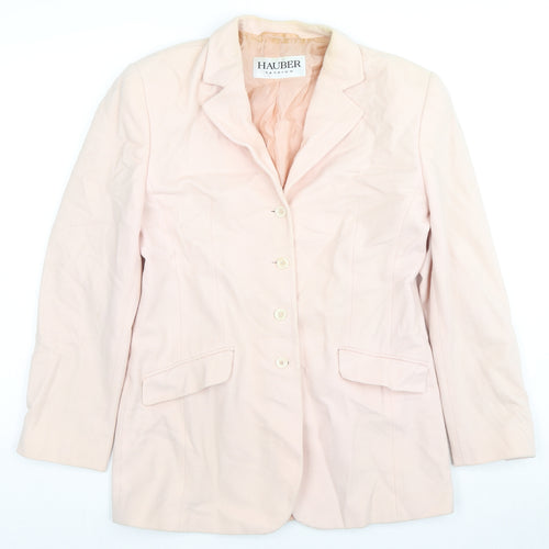 Hauber Womens Beige Jacket Blazer Size 12 Button