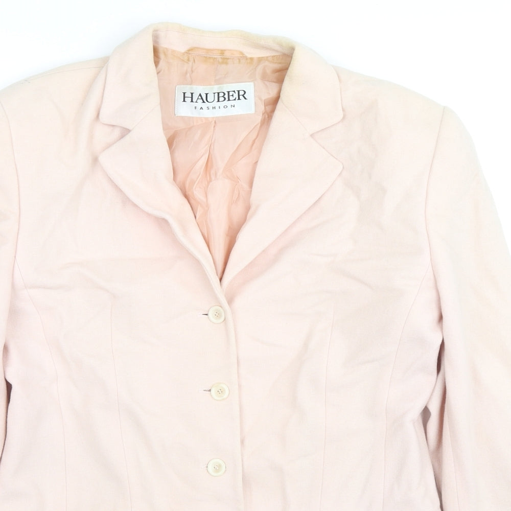 Hauber Womens Beige Jacket Blazer Size 12 Button