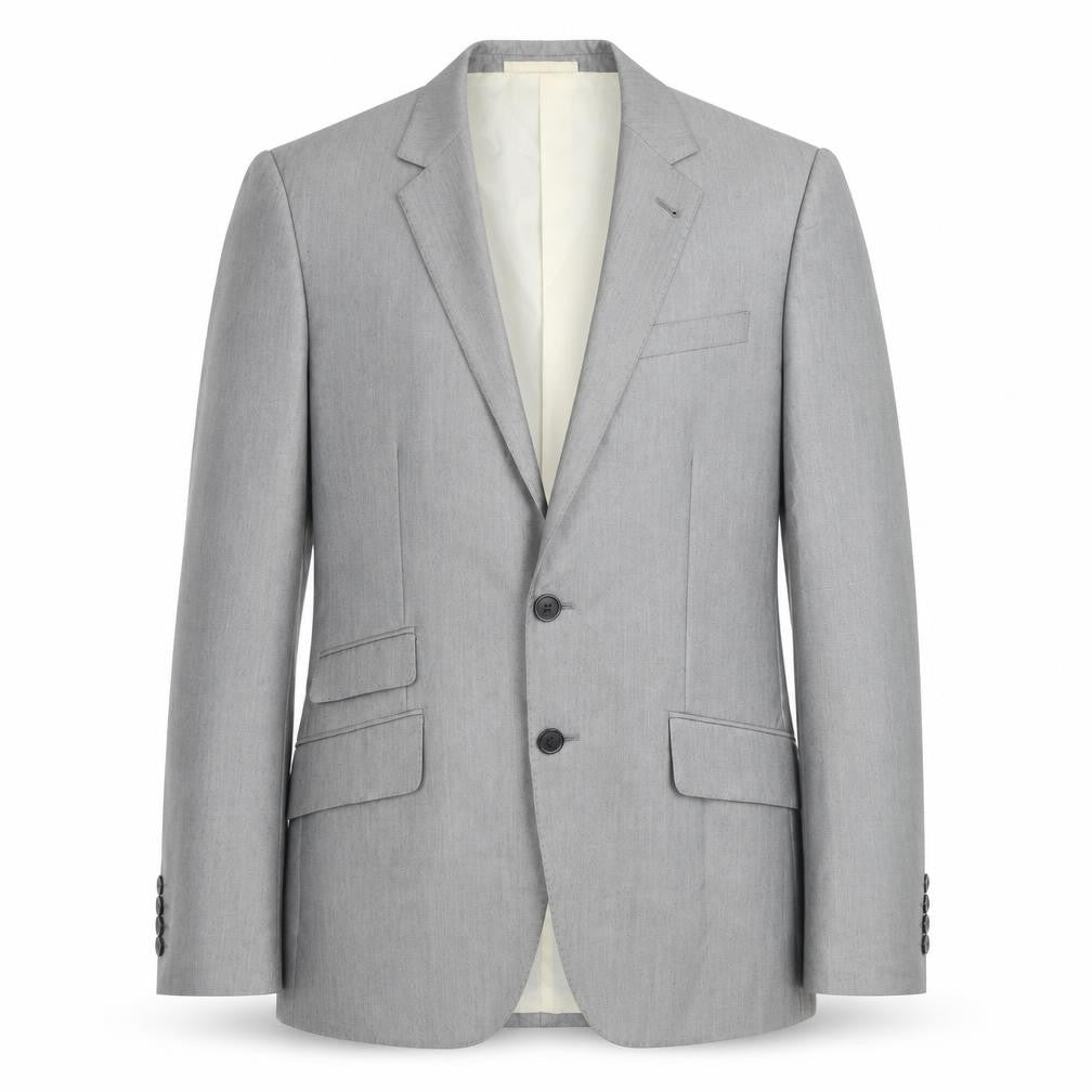Front view of H&M men’s grey viscose jacket suit jacket, size 36, regular